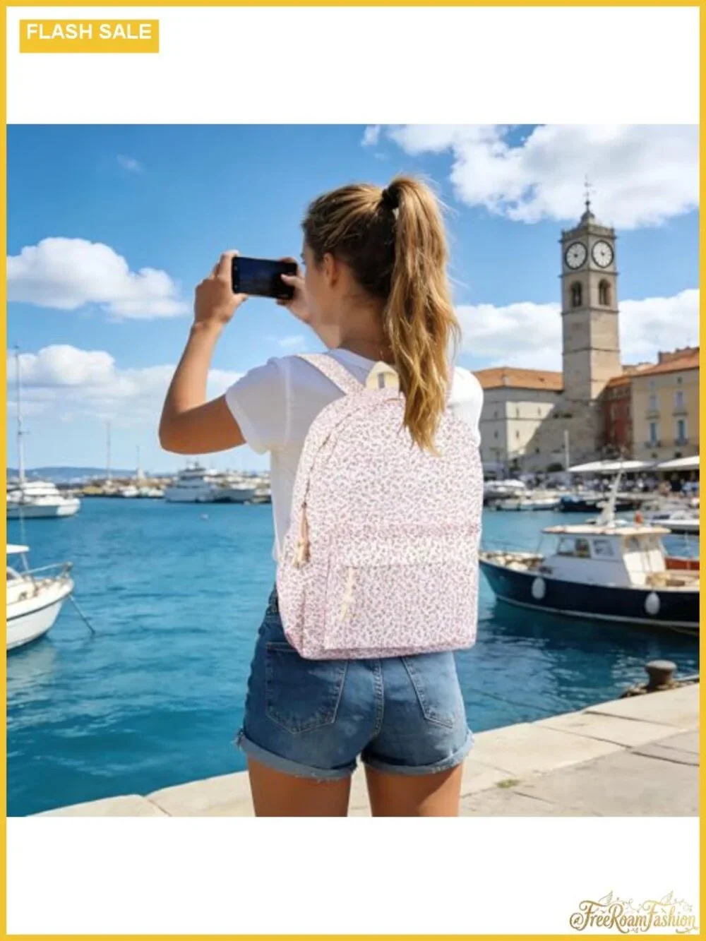 Waterproof Nylon Floral Backpack Women Teen Girl School Bag Tablet Compartment